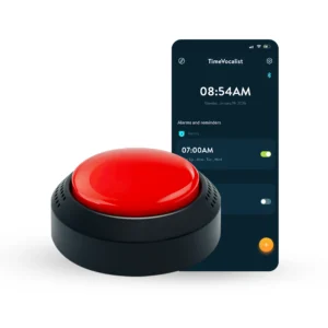 Extra Large Talking Alarm Clock Button,One-Touch Use and Optional App for Easy Multi-Alarm and Reminders Prompt Setting – Ideal for Visually Impaired or Dementia Care