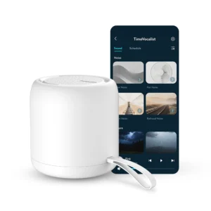 White Noise Sound Machine & Alarm Clock: Color Noises and Custom Soundscapes, App Control, Sleep Schedule, Multiple Alarms, 100 Volume Levels, Built-in Battery